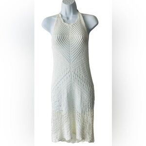White Crochet Halter Dress